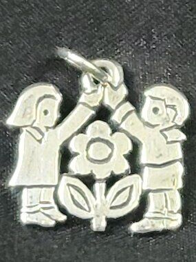 Retired James Avery Girl and Boy with Flower Charm Sterling Silver